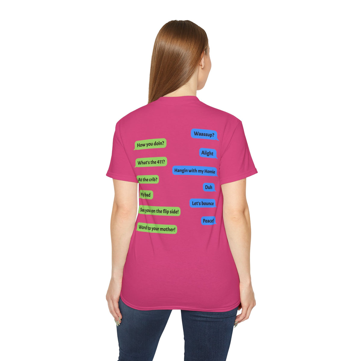 Gen X Text Tee — Retro Text Bubble Shirt with Nostalgic Phrases