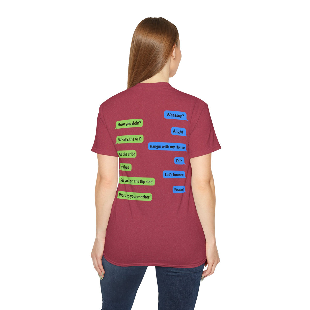 Gen X Text Tee — Retro Text Bubble Shirt with Nostalgic Phrases