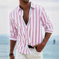 Striped Print Shirt Casual Loose Long-sleeved Shirt Men's Clothing