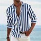 Striped Print Shirt Casual Loose Long-sleeved Shirt Men's Clothing