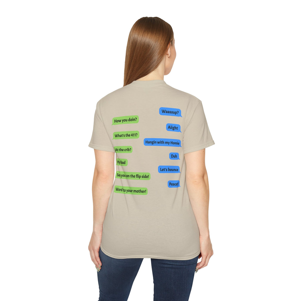 Gen X Text Tee — Retro Text Bubble Shirt with Nostalgic Phrases