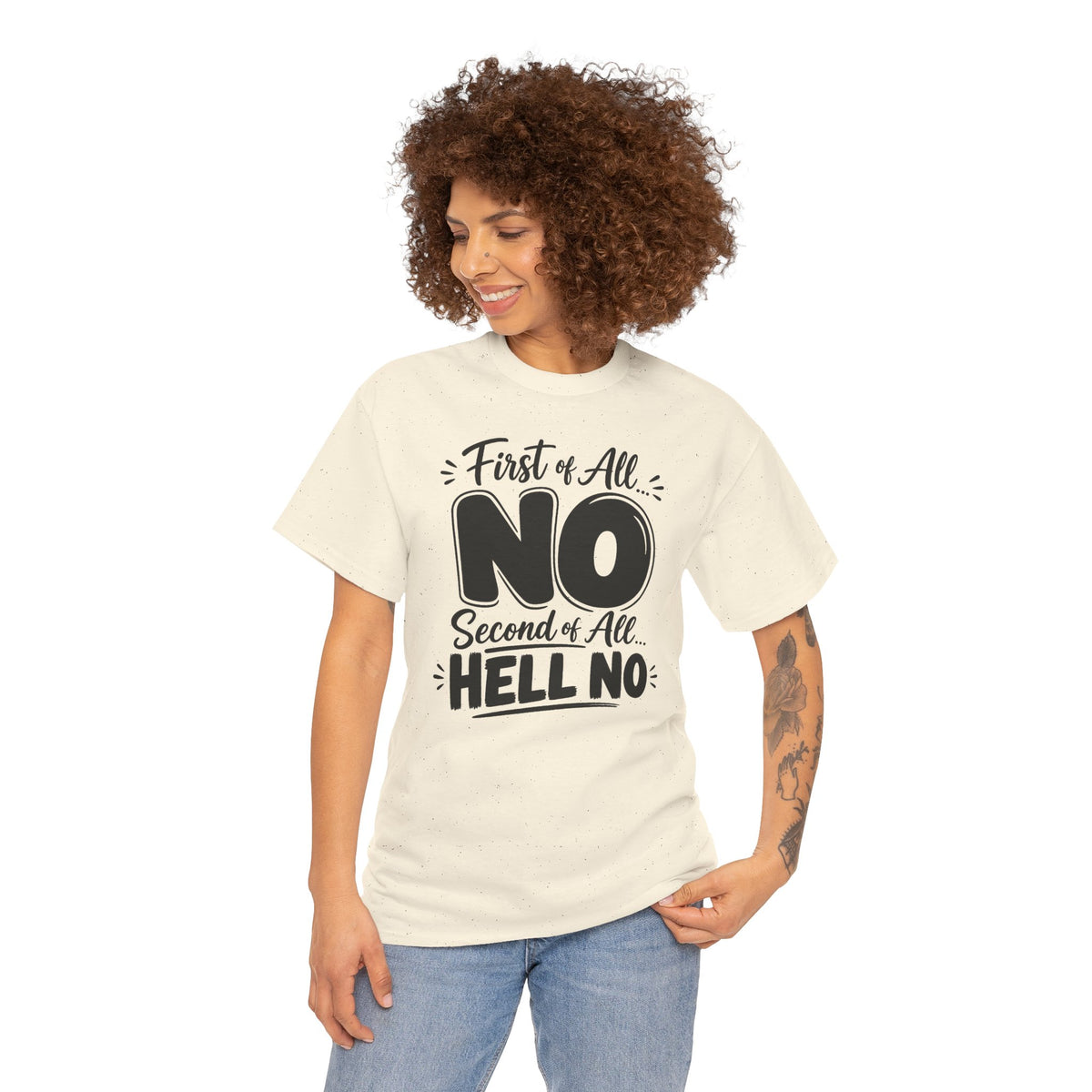 No / Hell No Graphic Tee — Funny Slogan Casual T‑Shirt