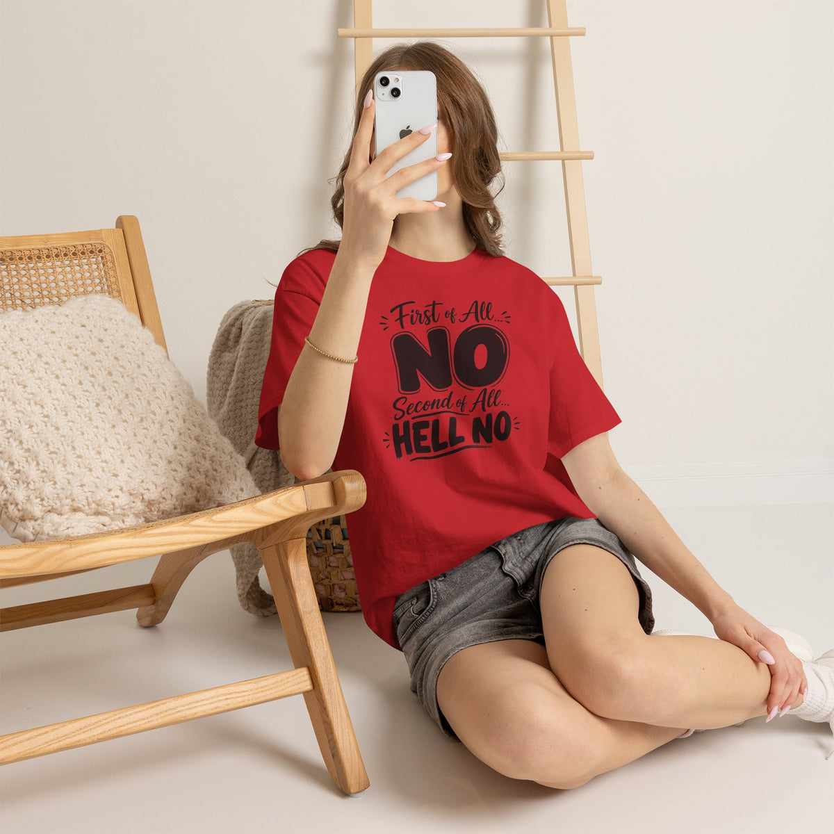 No / Hell No Graphic Tee — Funny Slogan Casual T‑Shirt