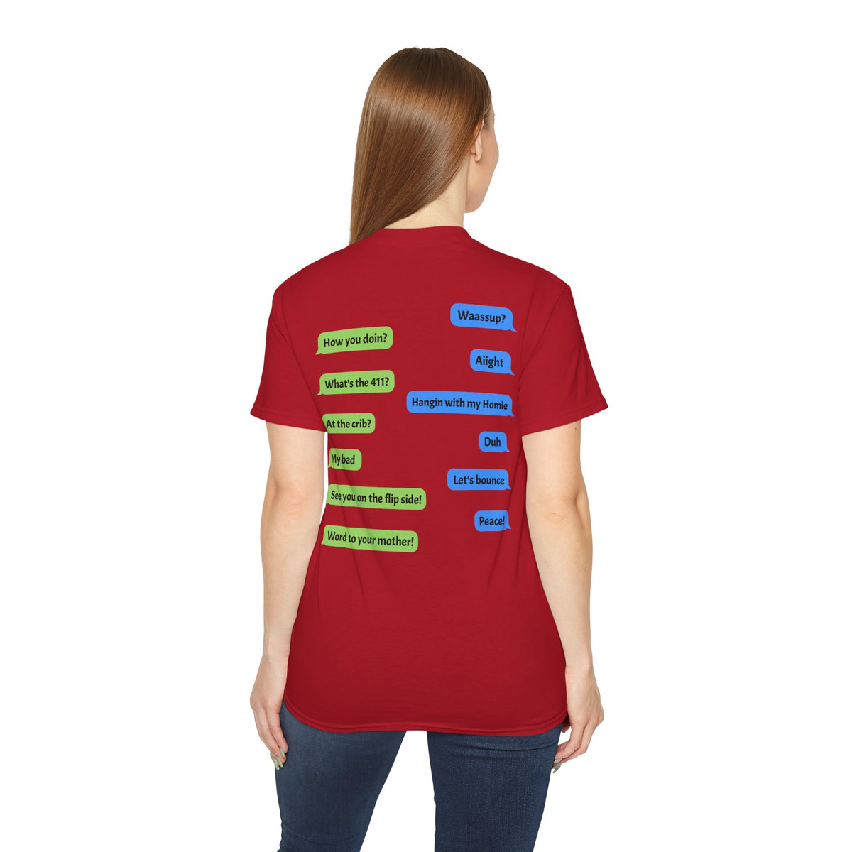 Gen X Text Tee — Retro Text Bubble Shirt with Nostalgic Phrases