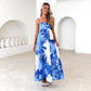 Women Clothing Summer Printed Backless Sexy Suspenders Large Swing High Waist Dress Women