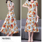 New Fashion Casual 2024 Summer Elegant Dresses For Women O-Neck Print Vintage Short Sleeve Dress Loose Women Clothing