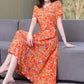 New Fashion Casual 2024 Summer Elegant Dresses For Women O-Neck Print Vintage Short Sleeve Dress Loose Women Clothing