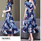 New Fashion Casual 2024 Summer Elegant Dresses For Women O-Neck Print Vintage Short Sleeve Dress Loose Women Clothing