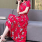 New Fashion Casual 2024 Summer Elegant Dresses For Women O-Neck Print Vintage Short Sleeve Dress Loose Women Clothing