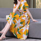 New Fashion Casual 2024 Summer Elegant Dresses For Women O-Neck Print Vintage Short Sleeve Dress Loose Women Clothing