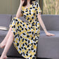 New Fashion Casual 2024 Summer Elegant Dresses For Women O-Neck Print Vintage Short Sleeve Dress Loose Women Clothing