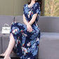 New Fashion Casual 2024 Summer Elegant Dresses For Women O-Neck Print Vintage Short Sleeve Dress Loose Women Clothing