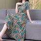 New Fashion Casual 2024 Summer Elegant Dresses For Women O-Neck Print Vintage Short Sleeve Dress Loose Women Clothing