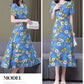 New Fashion Casual 2024 Summer Elegant Dresses For Women O-Neck Print Vintage Short Sleeve Dress Loose Women Clothing