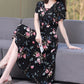 New Fashion Casual 2024 Summer Elegant Dresses For Women O-Neck Print Vintage Short Sleeve Dress Loose Women Clothing