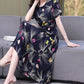 New Fashion Casual 2024 Summer Elegant Dresses For Women O-Neck Print Vintage Short Sleeve Dress Loose Women Clothing