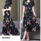 New Fashion Casual 2024 Summer Elegant Dresses For Women O-Neck Print Vintage Short Sleeve Dress Loose Women Clothing