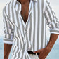 Striped Print Shirt Casual Loose Long-sleeved Shirt Men's Clothing