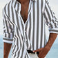 Striped Print Shirt Casual Loose Long-sleeved Shirt Men's Clothing