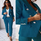 Lapel Button-Down Jacket & Slim-Fit Trousers Suit – 15 Colors XS–XXL