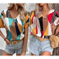Geometric Women’s Clothing Printed V-Neck Top