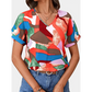 Geometric Women’s Clothing Printed V-Neck Top