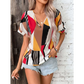 Geometric Women’s Clothing Printed V-Neck Top