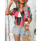 Geometric Women’s Clothing Printed V-Neck Top